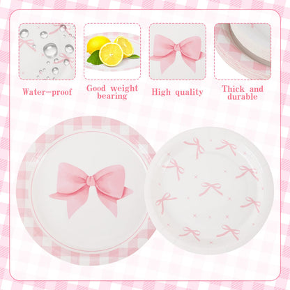Blue and White Floral Paper Plates and Napkins, Serves 20