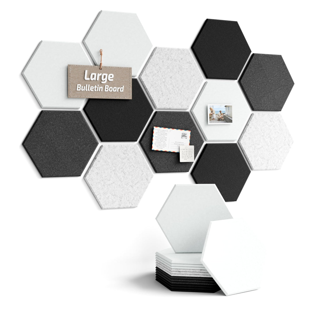 Blue Hexagon Felt Pin Board Tiles, 12 Pack