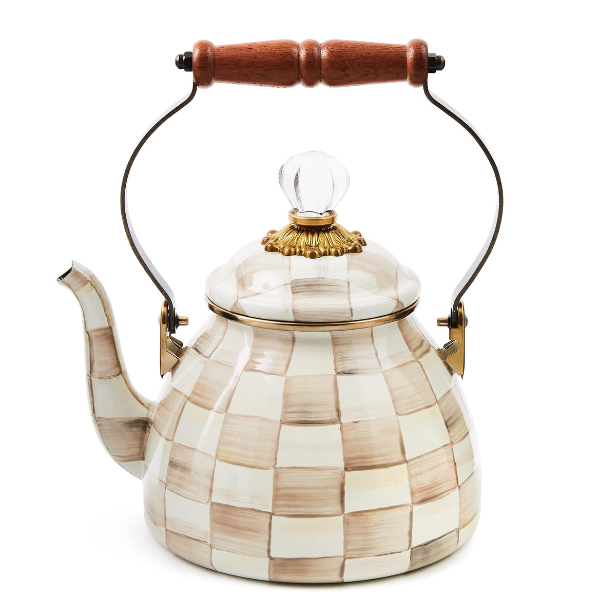 MacKenzie-Childs Enamel Tea Kettle, Royal Check