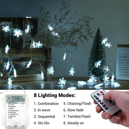Blue Snowflake String Lights, 20 ft