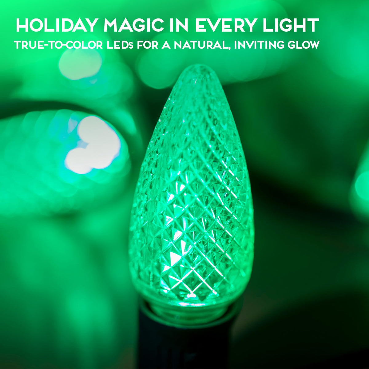 Blue C9 Faceted LED Christmas Bulbs, Set of 25