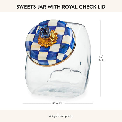 MacKenzie-Childs Glass Sweets Jar, Royal Check