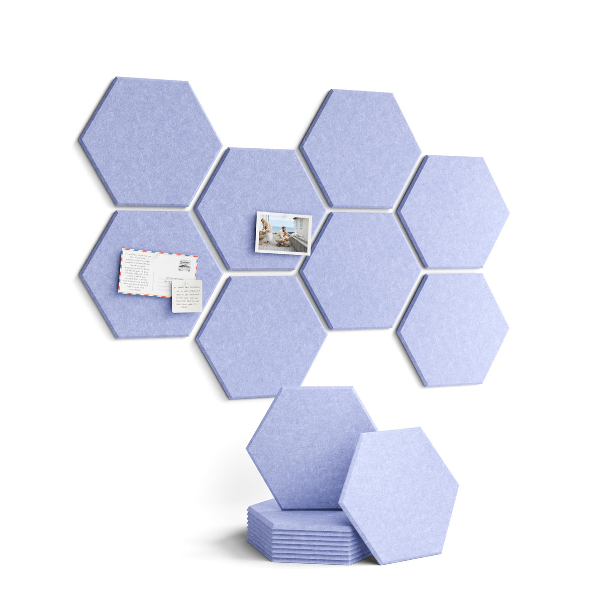 Blue Hexagon Felt Pin Board Tiles, 12 Pack