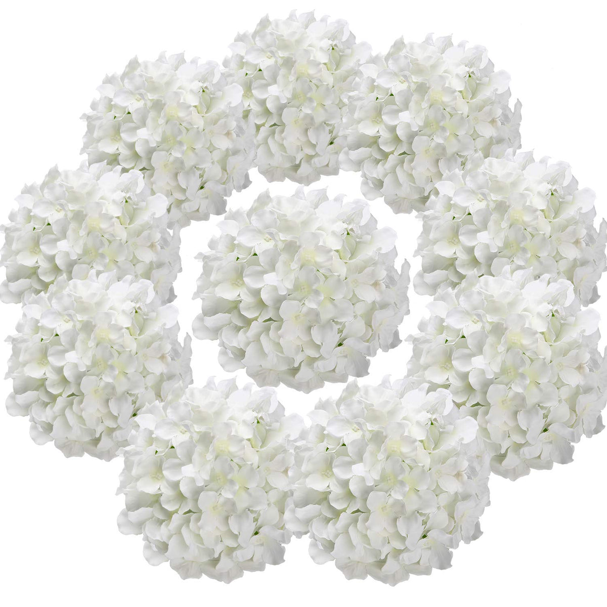 Silk Hydrangea Heads with Stems, Pack of 10