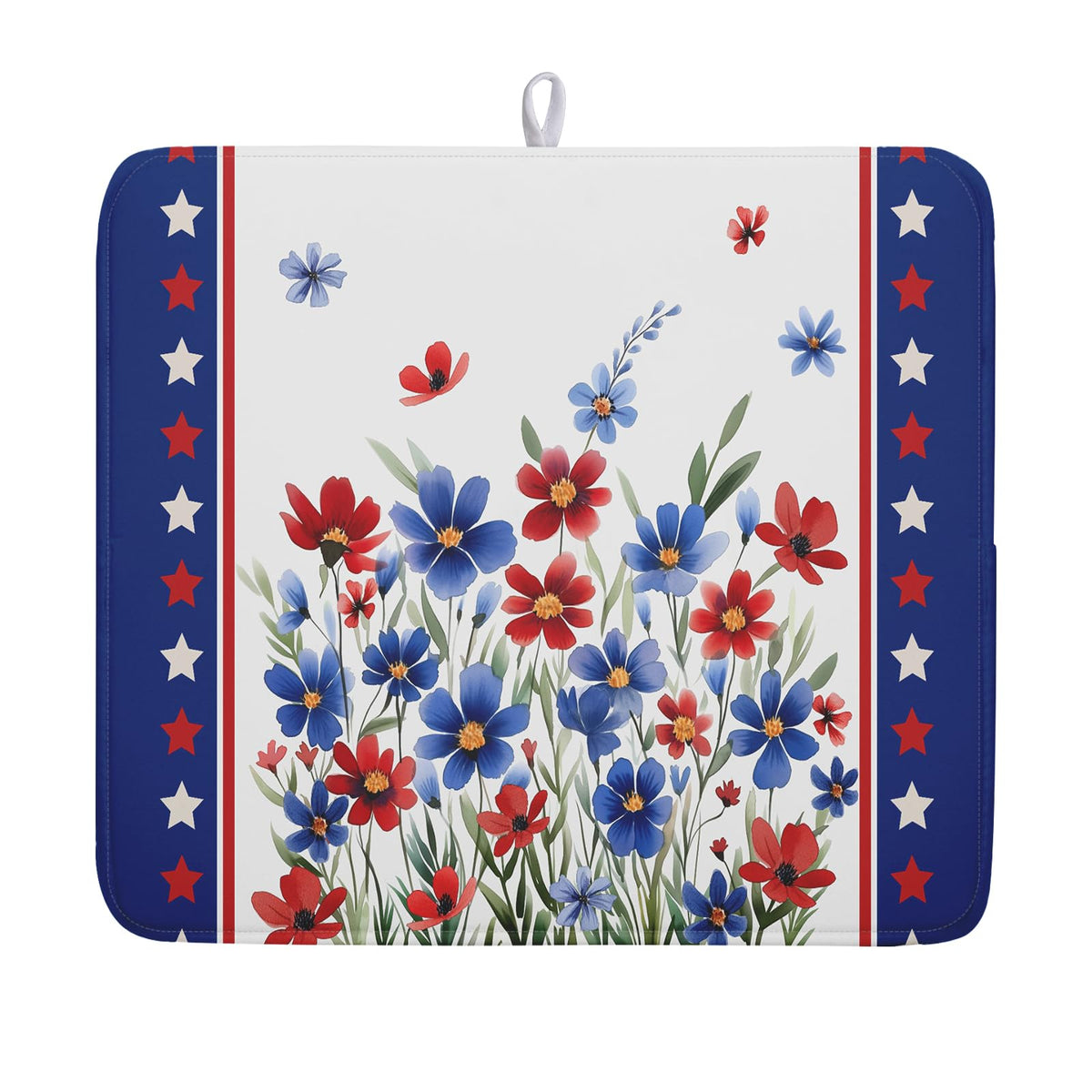 Blue Chinoiserie Floral Dish Drying Mat