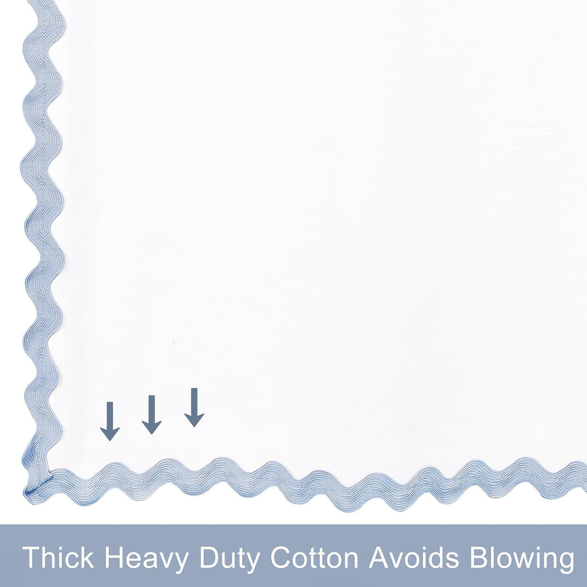 Scalloped Cotton Shower Curtain, White and Blue