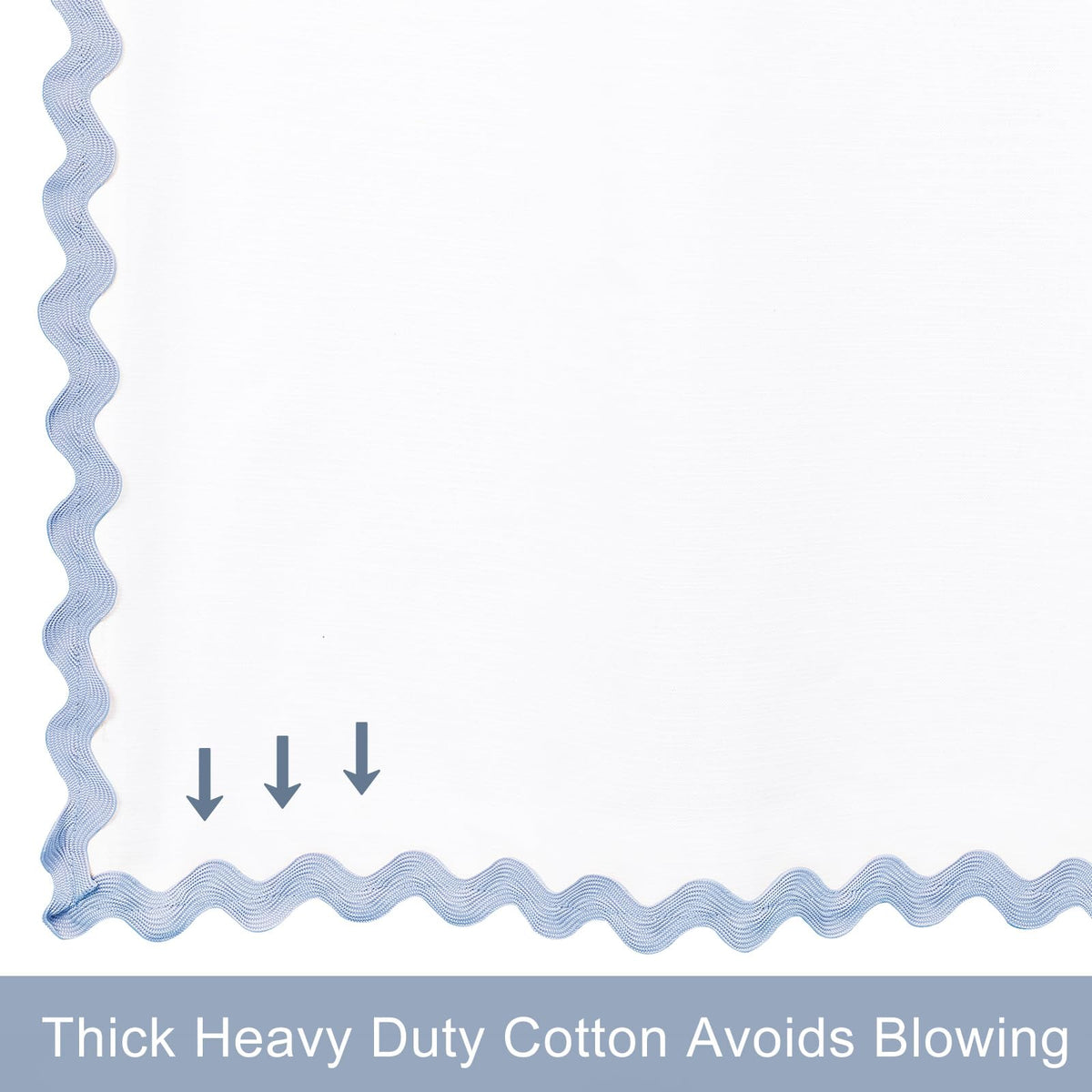 Scalloped Cotton Shower Curtain, White and Blue