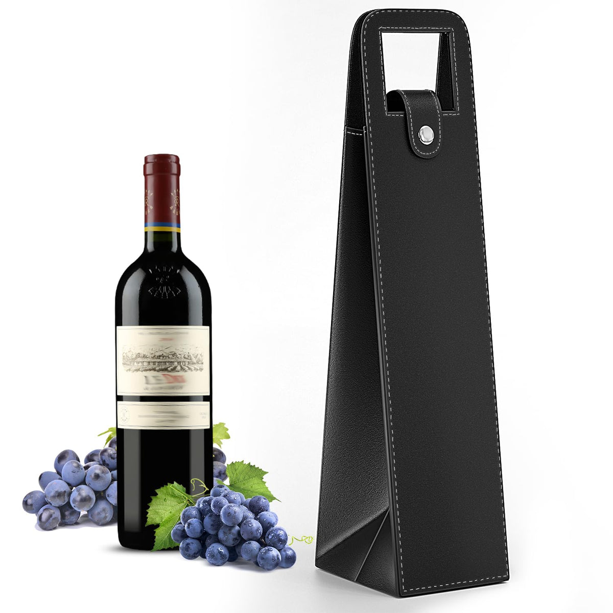 Blue Leather Wine Gift Bag