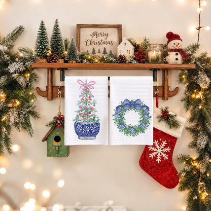 Chinoiserie Christmas Kitchen Hand Towels, 16x24 Inch