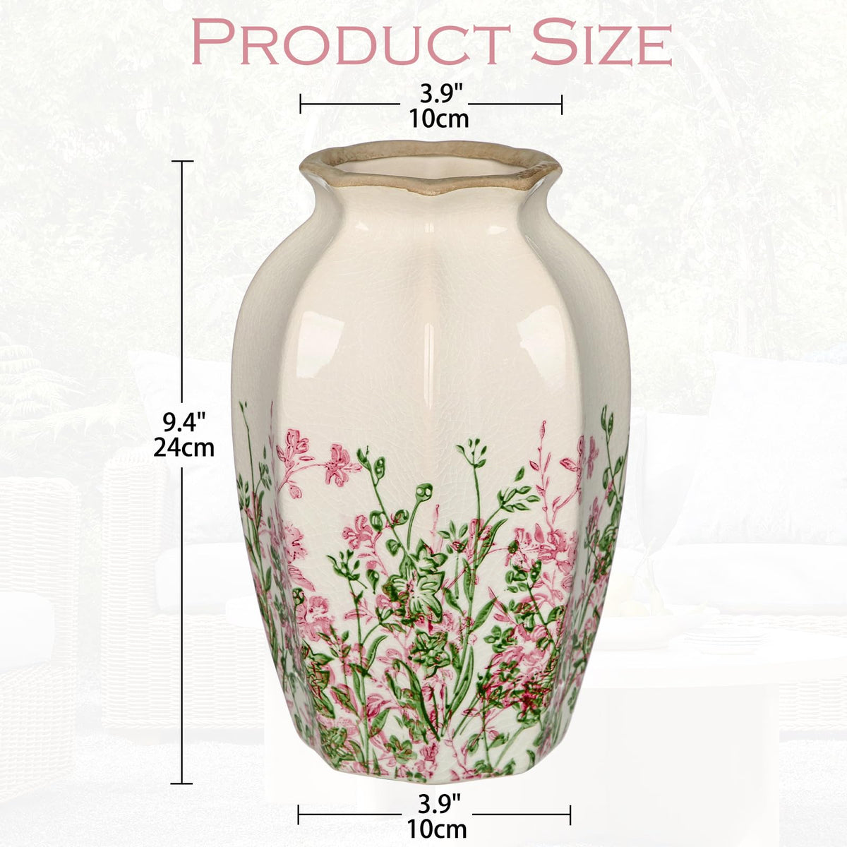 Hollyone Blue and White Chinoiserie Bottle Vase, 7 Inch