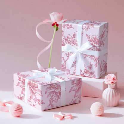 Reversible Toile Christmas Wrapping Paper