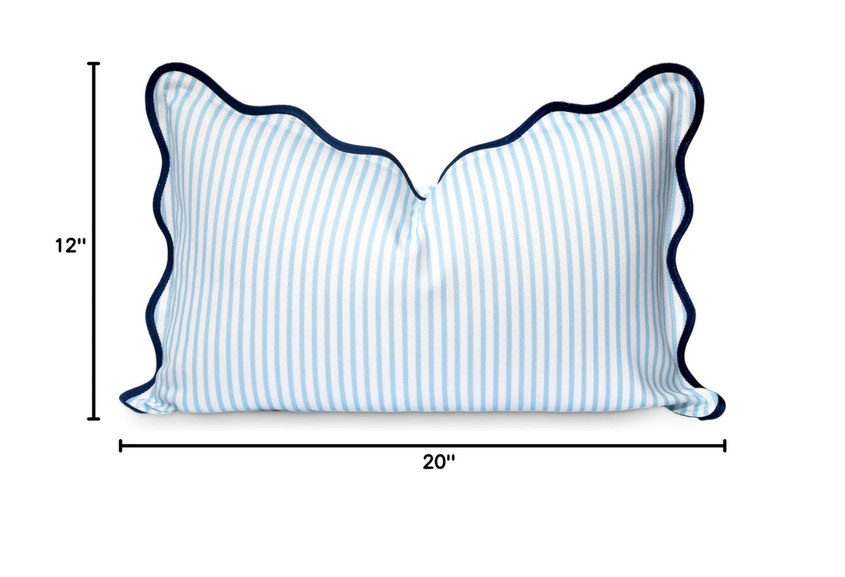 Navy Greek Key Outdoor Lumbar Pillow Cover, 12x20
