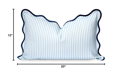 Navy Greek Key Outdoor Lumbar Pillow Cover, 12x20