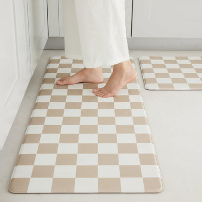 Navy Checkered Kitchen Mats, Set of 2