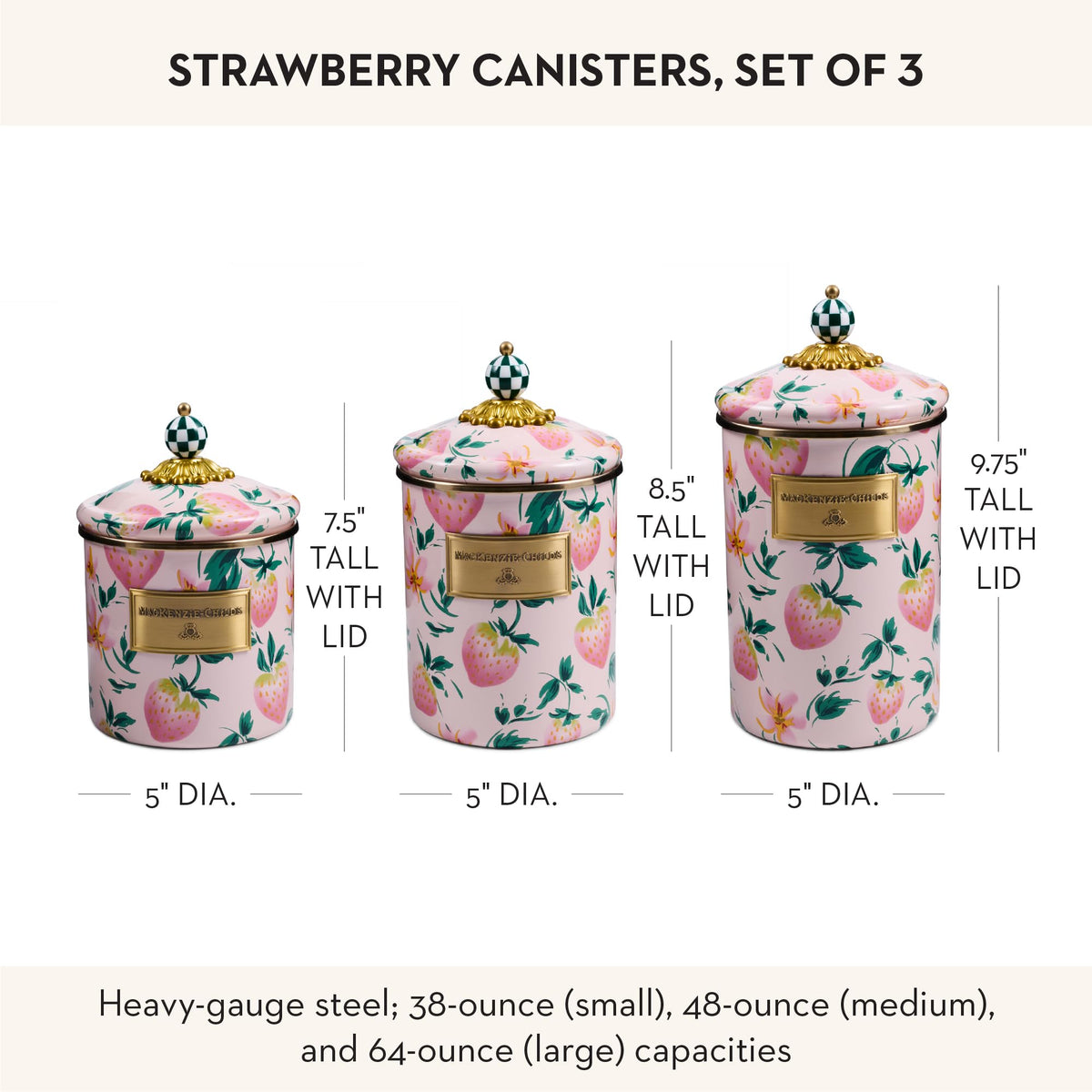 MacKenzie-Childs Enamel Canister Set, Royal Check