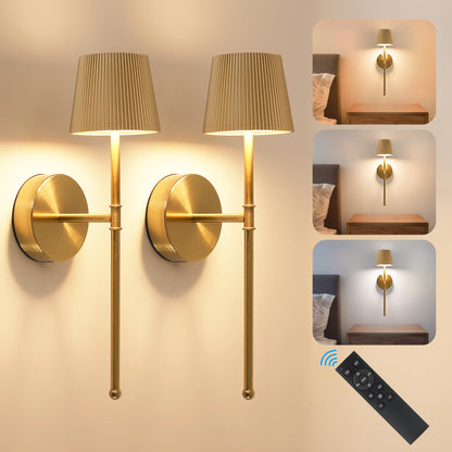Blue Cordless Rechargeable Wall Sconces, Set of 2