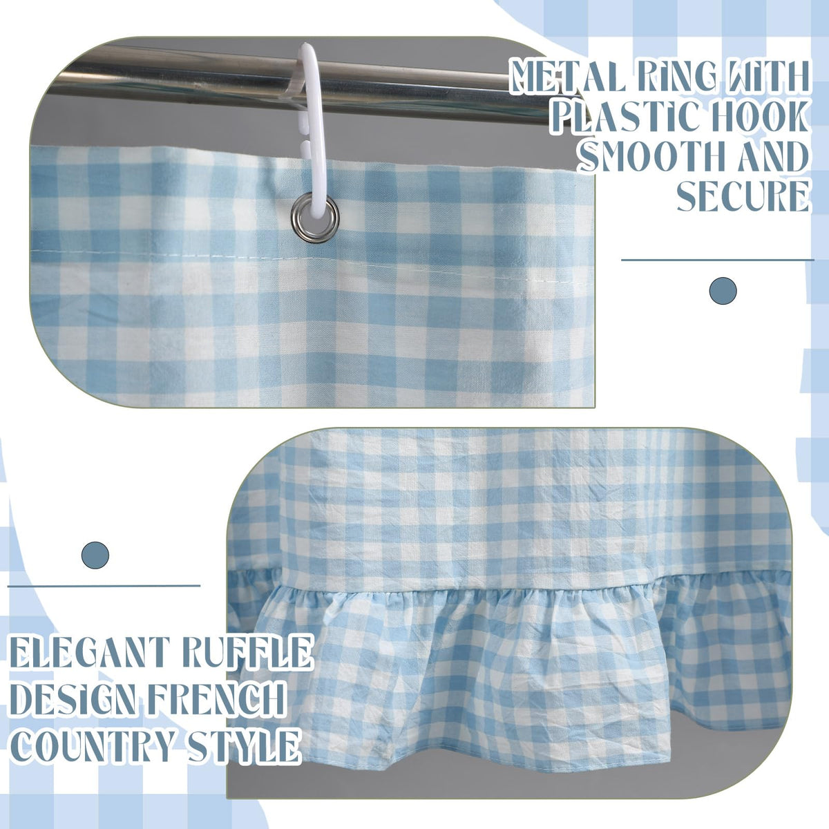 Ruffled Gingham Shower Curtain, 72 x 72