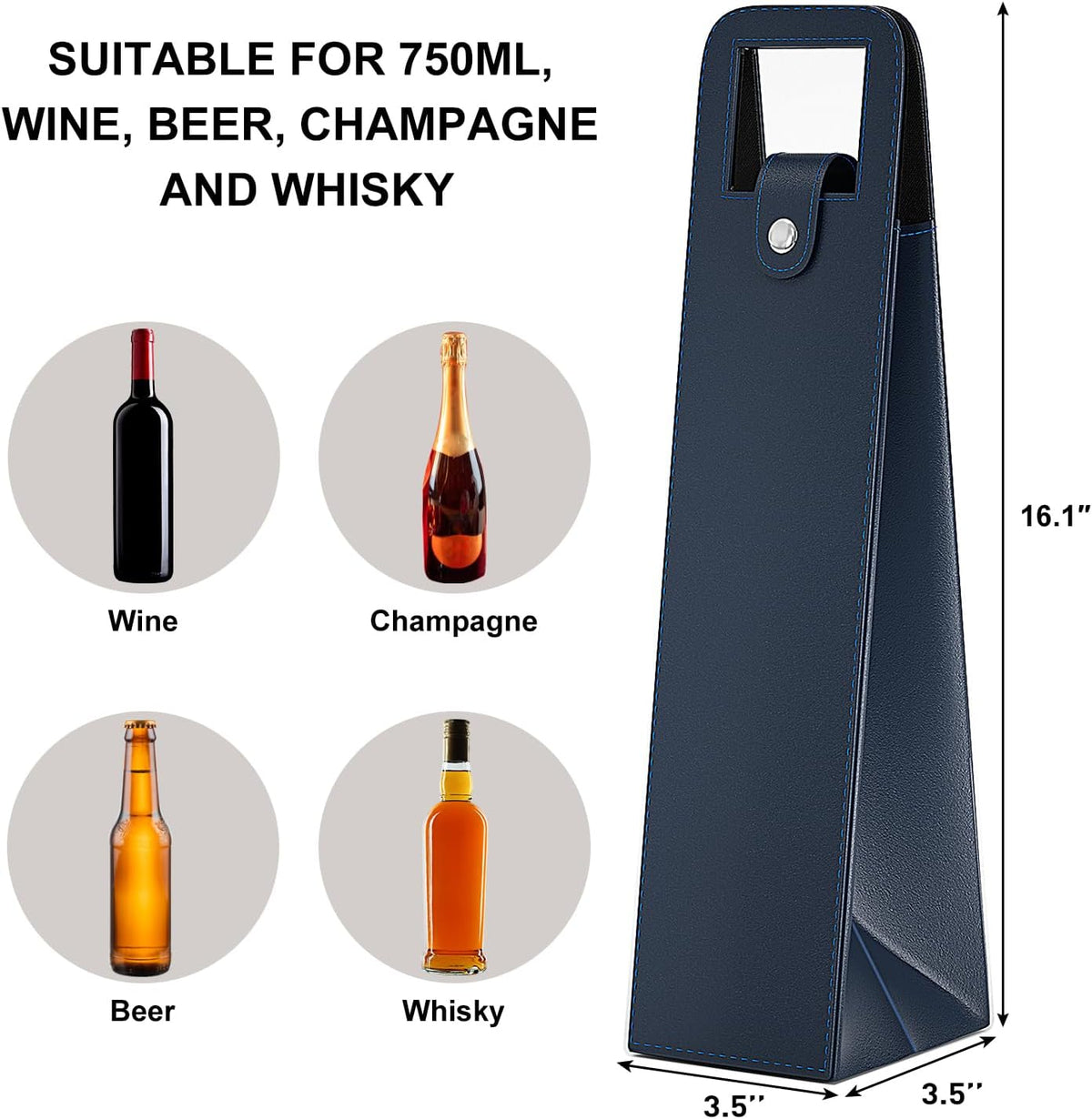 Blue Leather Wine Gift Bag