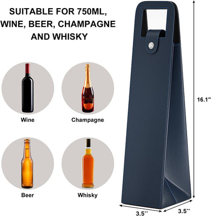 Blue Leather Wine Gift Bag
