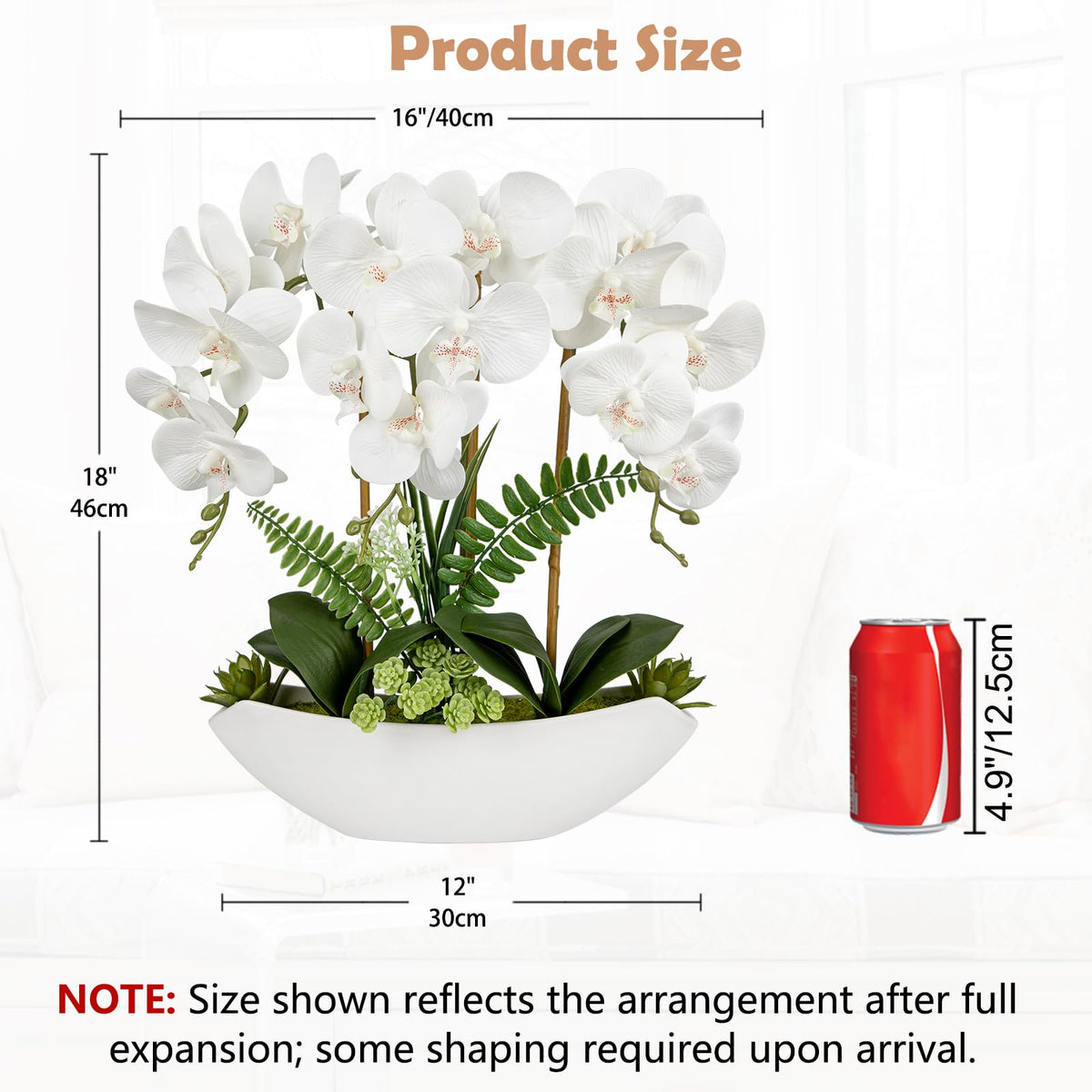 Briful Faux Orchid in Blue and White Boat Vase