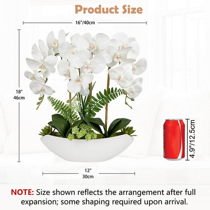 Briful Faux Orchid in Blue and White Boat Vase