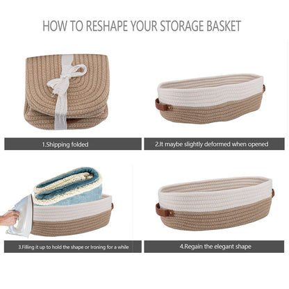 Woven Cotton Rope Toilet Tank Basket, Navy and White