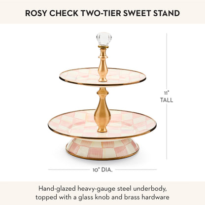 MacKenzie-Childs Two-Tier Sweet Stand, Royal Check