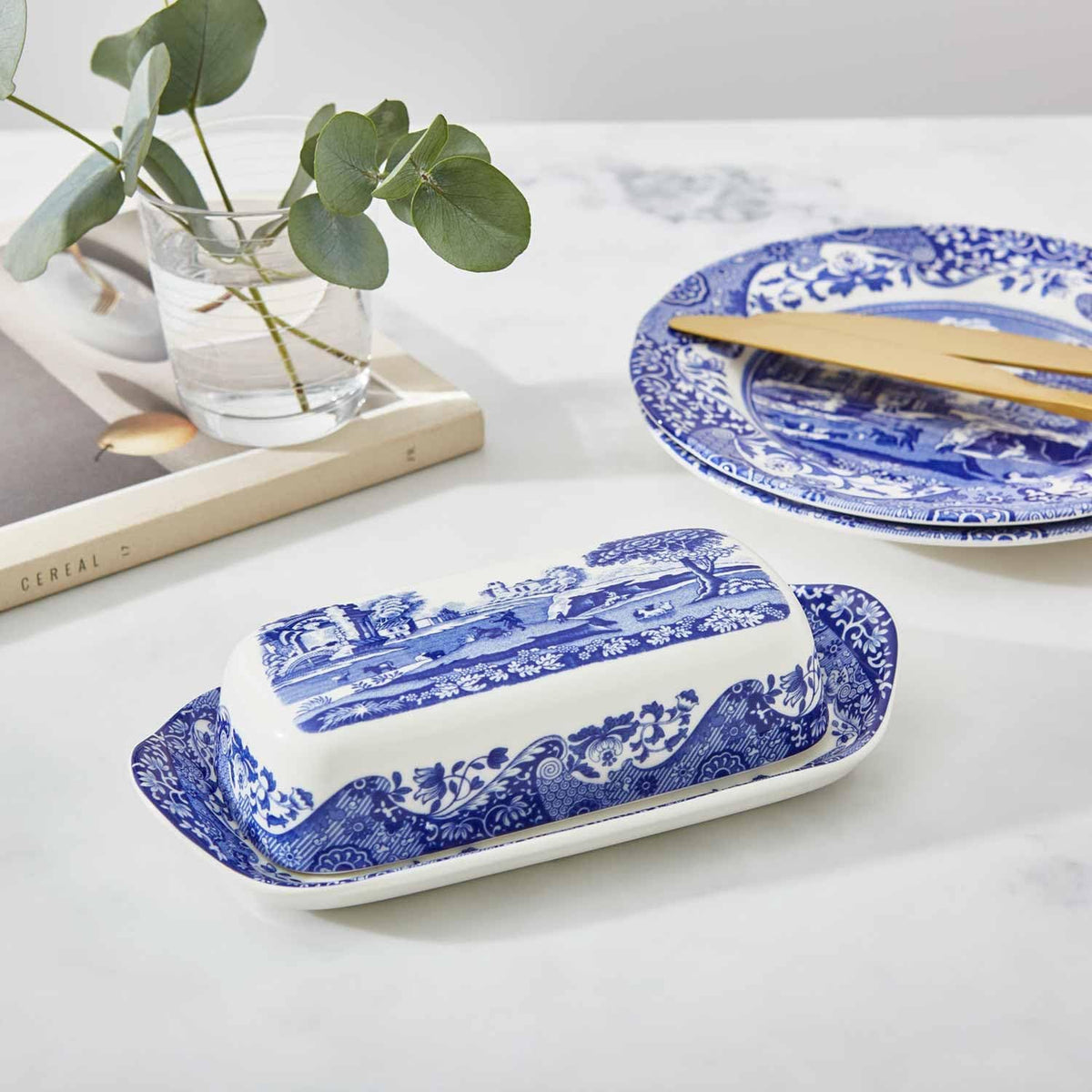 Spode Blue Italian Covered Butter Dish