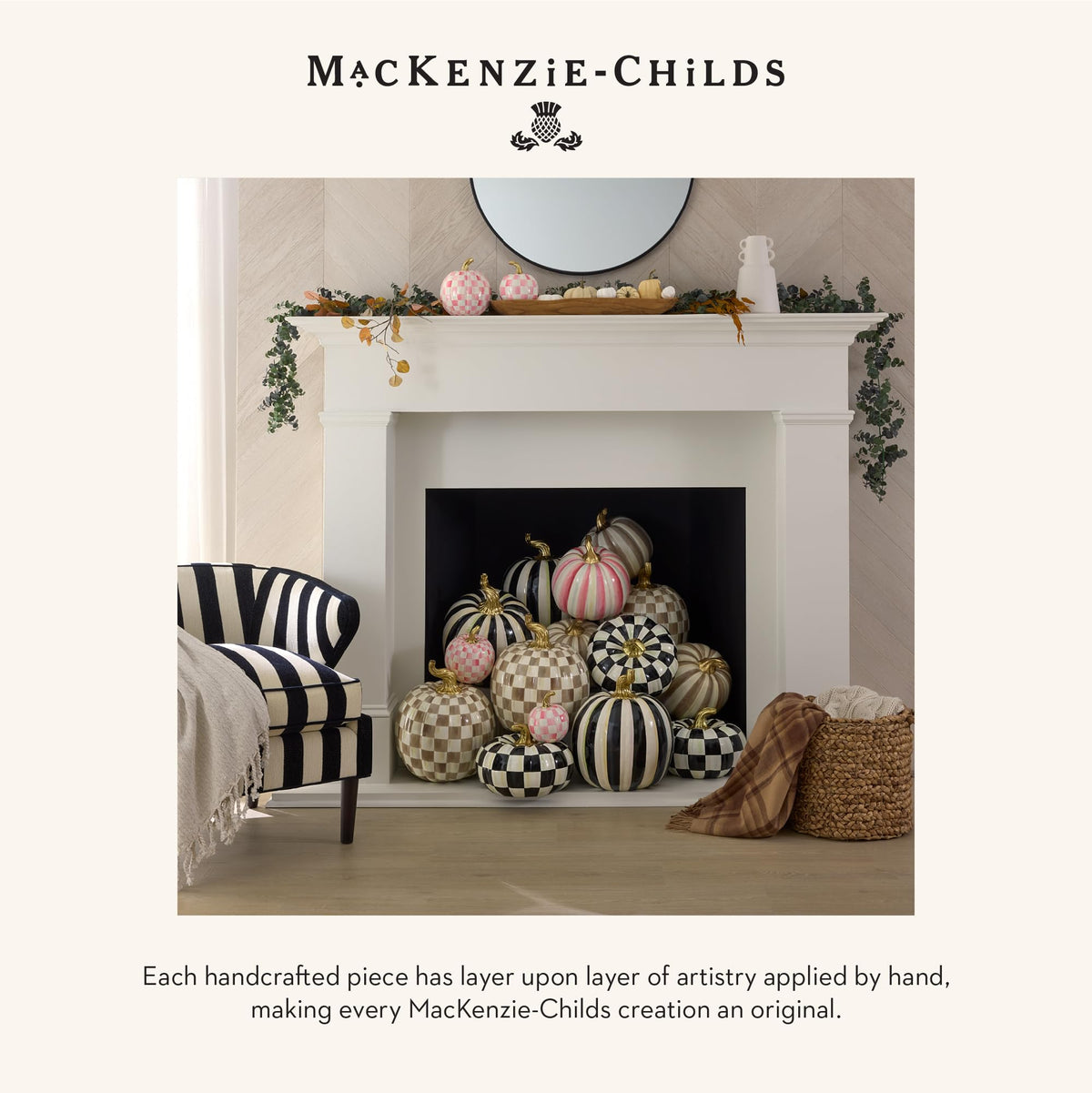 MacKenzie-Childs Resin Pumpkin, Royal Check