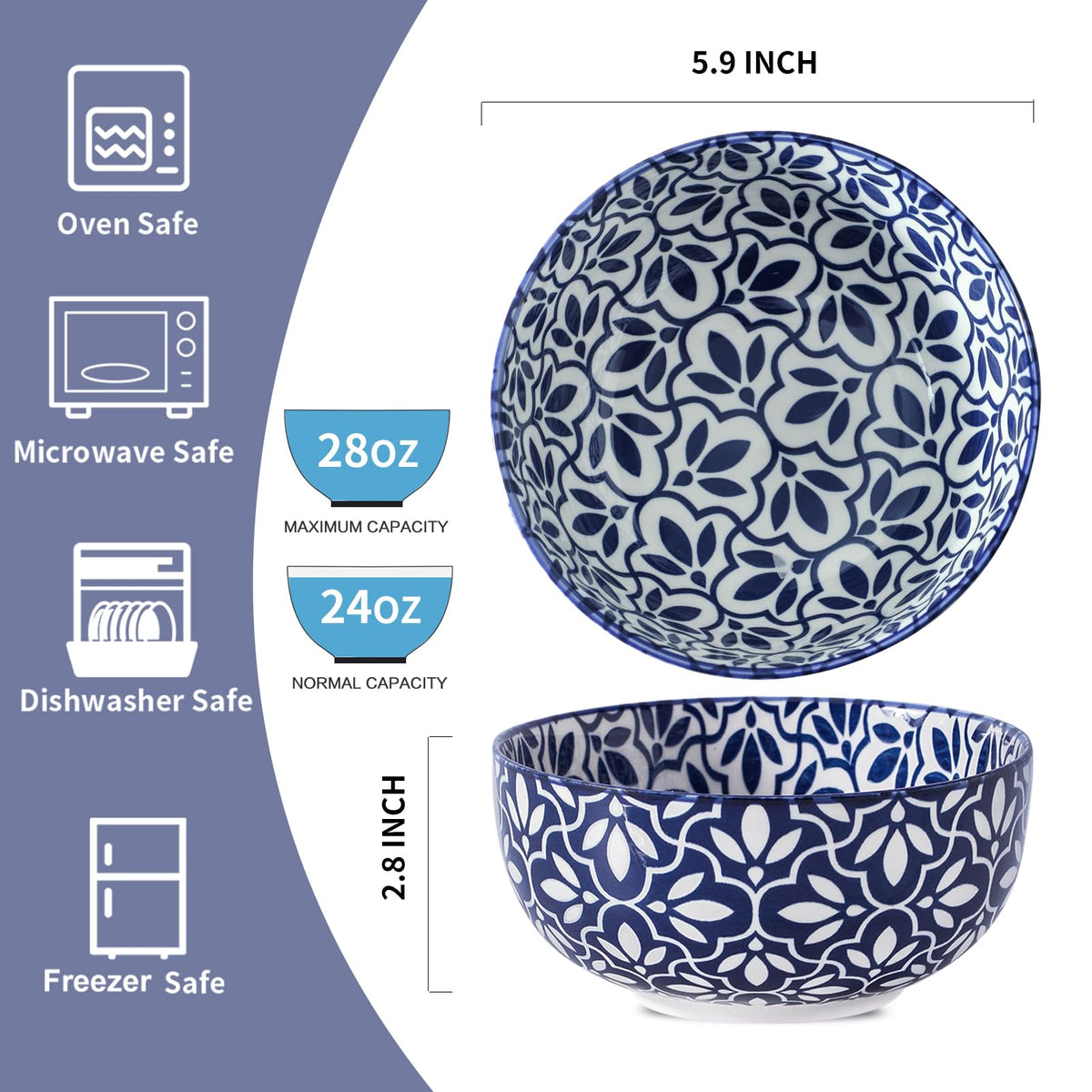 Ceramic Soup Bowls, Set of 6