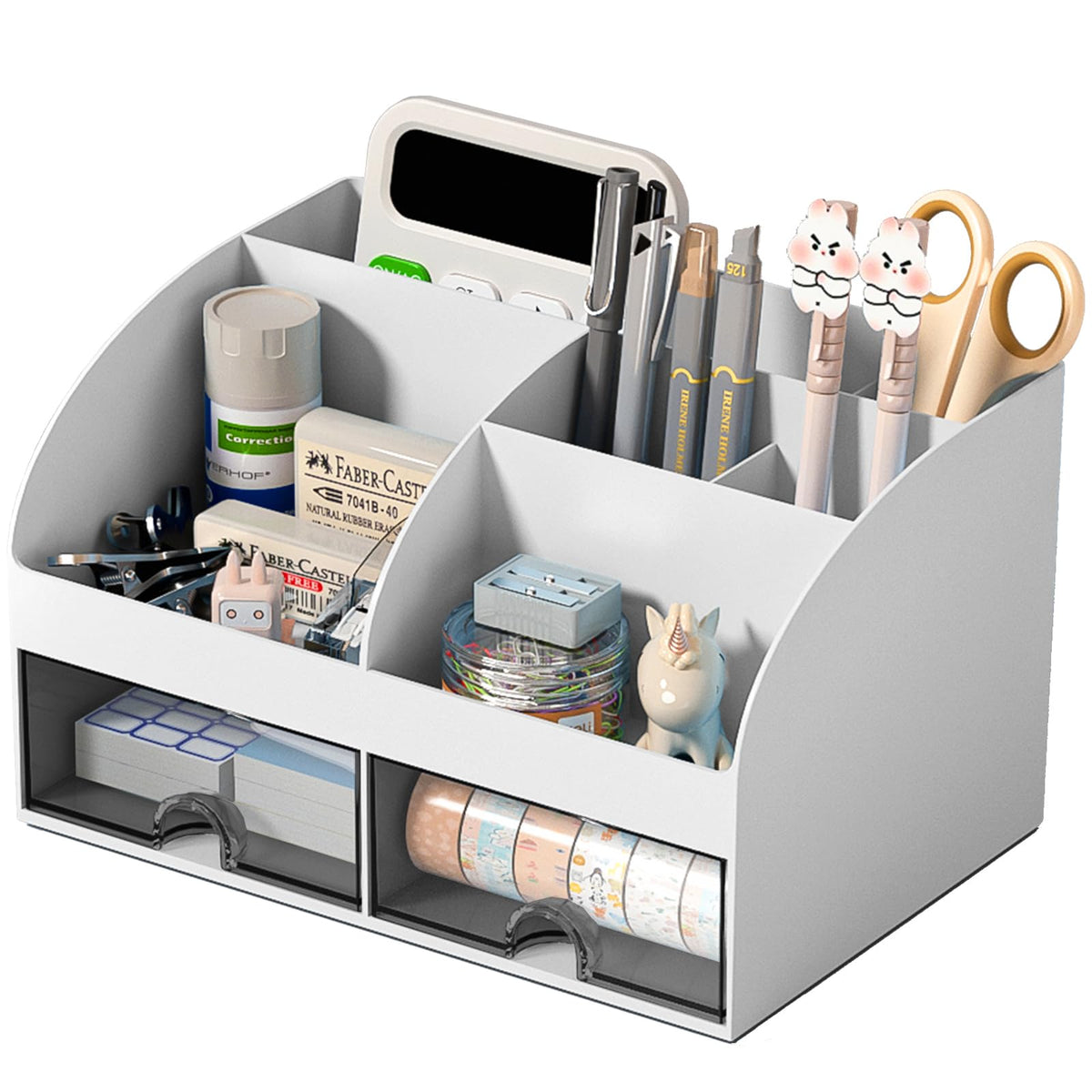 Blue Desk Organizer with 2 Drawers