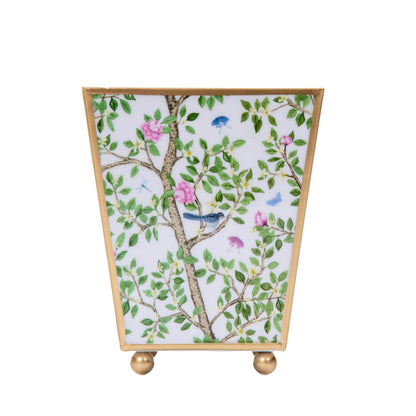 Blue and White Enamel Cachepot, 4 Inch