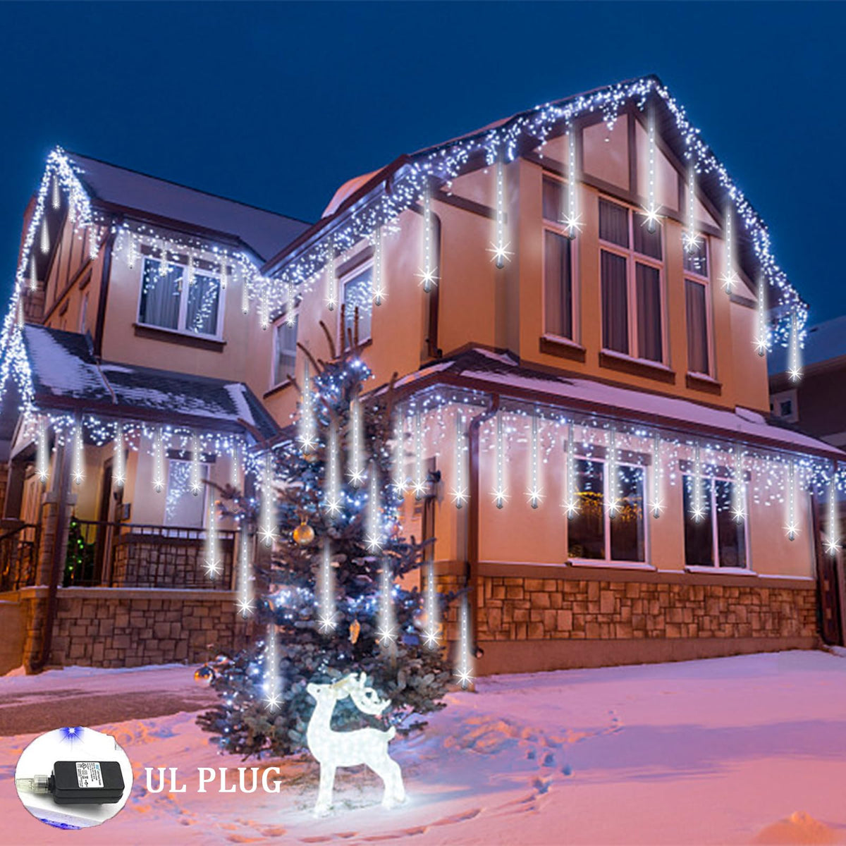 Blue Meteor Shower Christmas Lights, 8 Tubes