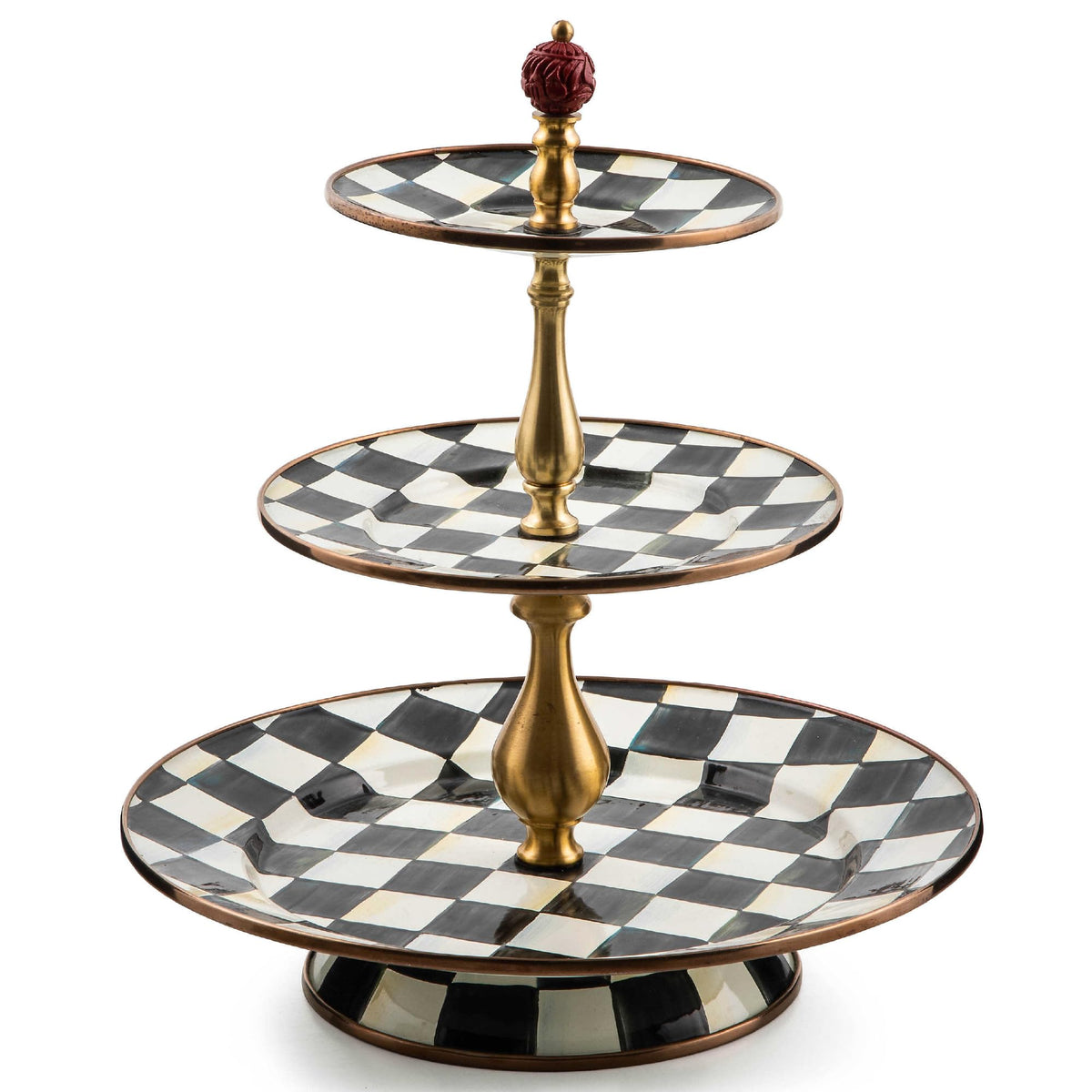 MacKenzie-Childs Two-Tier Sweet Stand, Royal Check