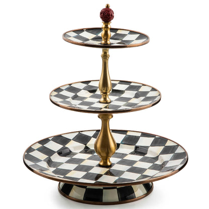MacKenzie-Childs Two-Tier Sweet Stand, Royal Check