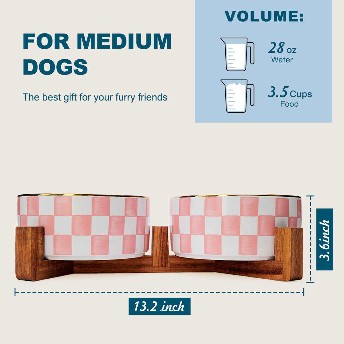 Blue and White Checkered Ceramic Dog Bowls