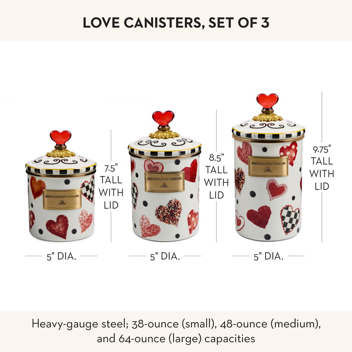MacKenzie-Childs Enamel Canister Set, Royal Check
