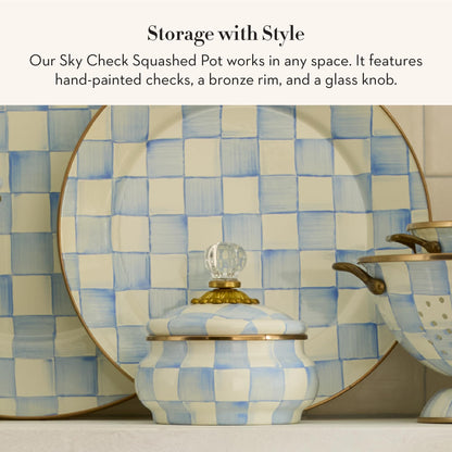 MacKenzie-Childs Enamel Squashed Pot, Royal Check