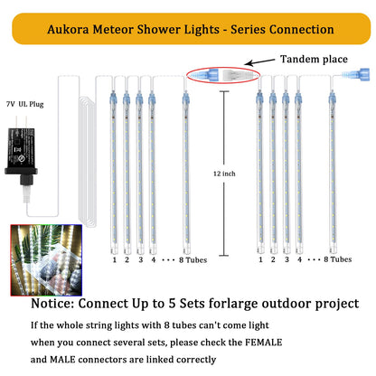 Aukora Blue Meteor Shower Lights