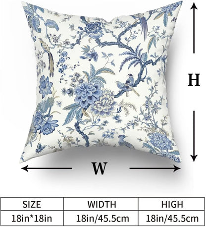 Blue and White Chinoiserie Pillow Covers, 18x18, Set of 2
