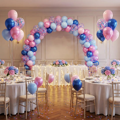 Royal Blue and White Confetti Balloons, 50 Pack