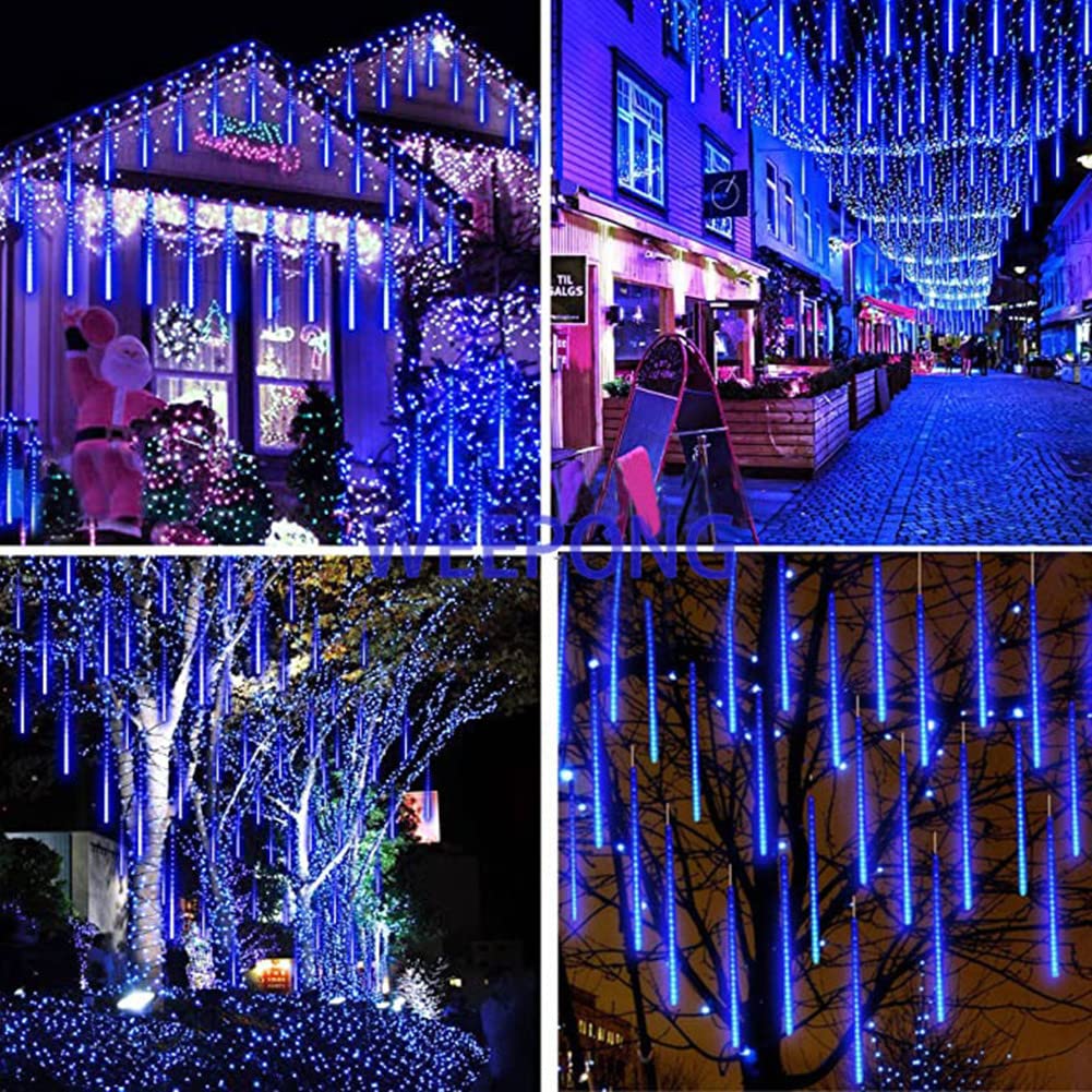 Blue Meteor Shower Christmas Lights, 8 Tubes