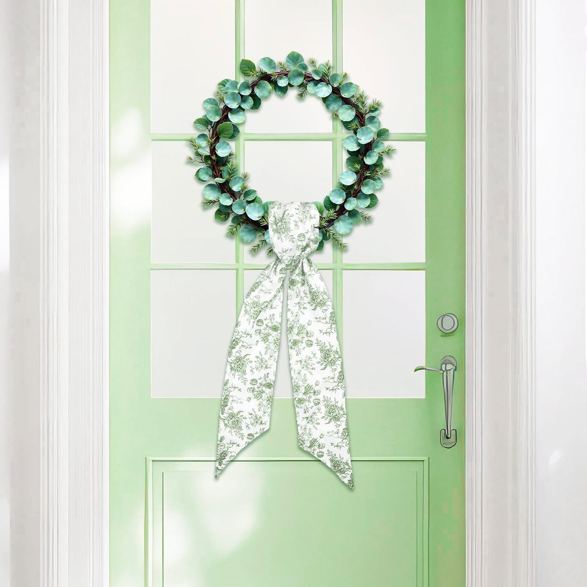 Blue Chinoiserie Floral Wreath Sash, Set of 2