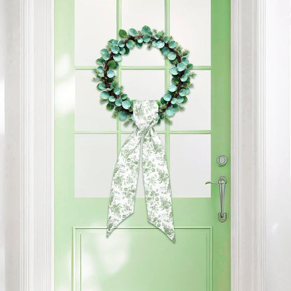 Blue Chinoiserie Floral Wreath Sash, Set of 2
