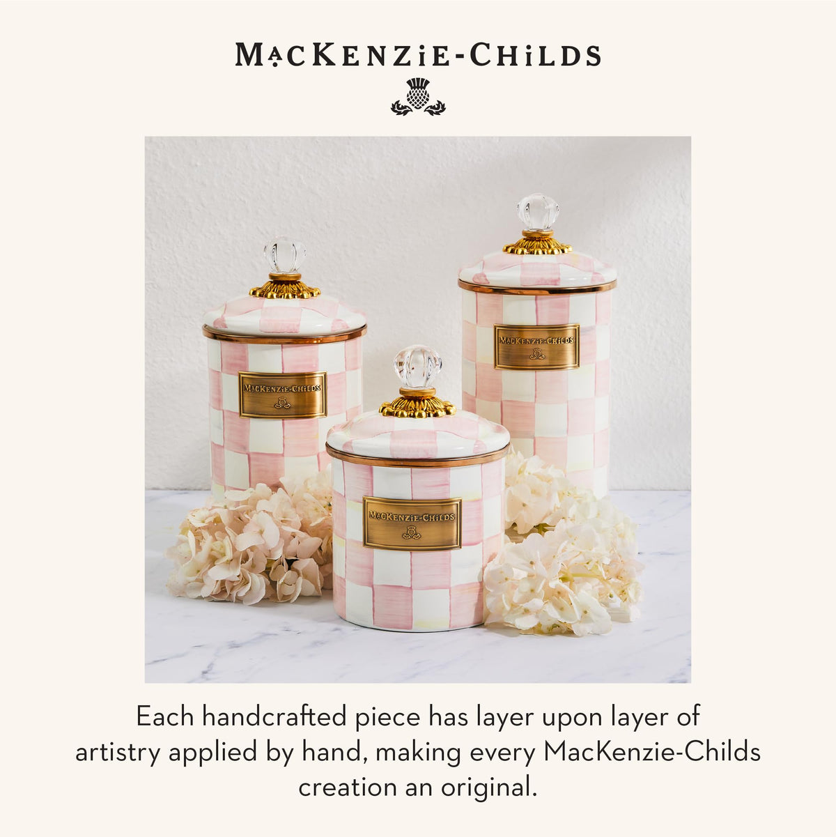 MacKenzie-Childs Enamel Canister Set, Royal Check