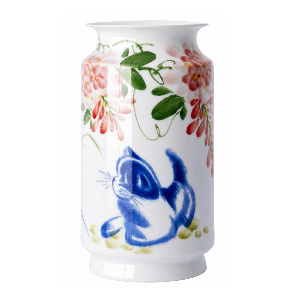 Blue and White Chinoiserie Vase, 8 or 9 Inch
