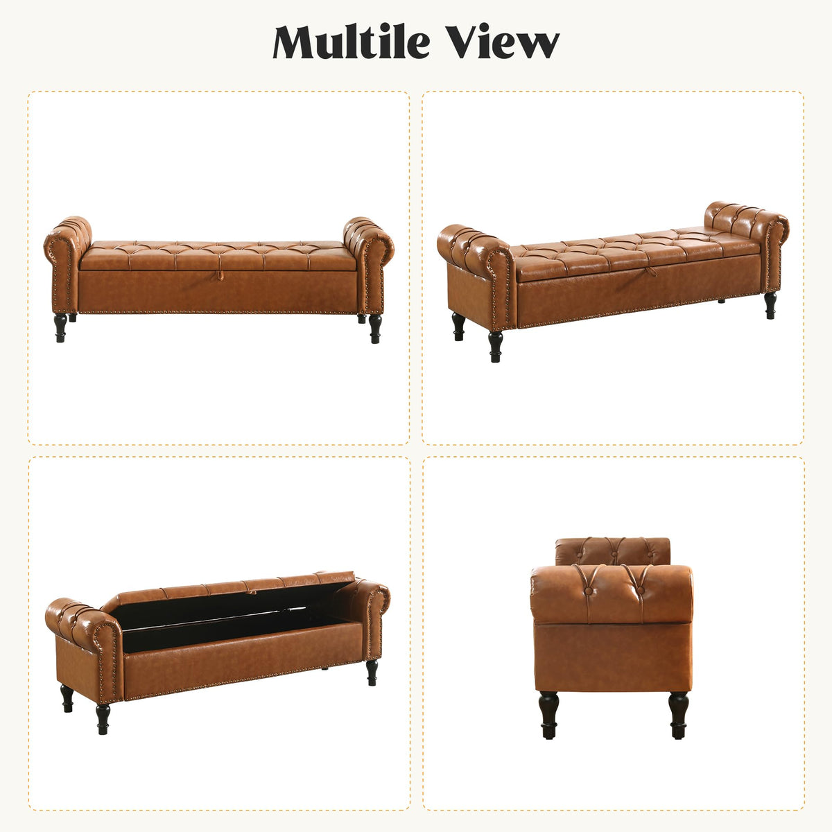 Navy Velvet Tufted Storage Bench