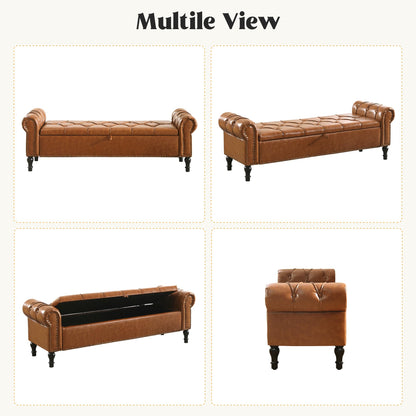 Navy Velvet Tufted Storage Bench