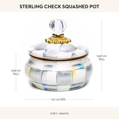 MacKenzie-Childs Enamel Squashed Pot, Royal Check