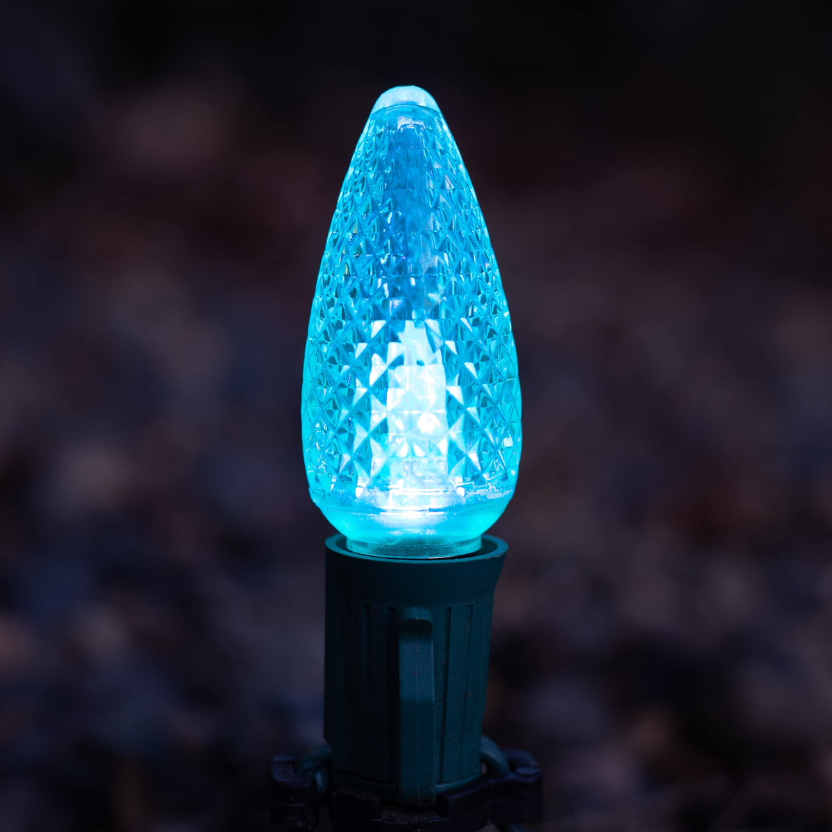 Blue C9 Faceted LED Christmas Bulbs, Set of 25